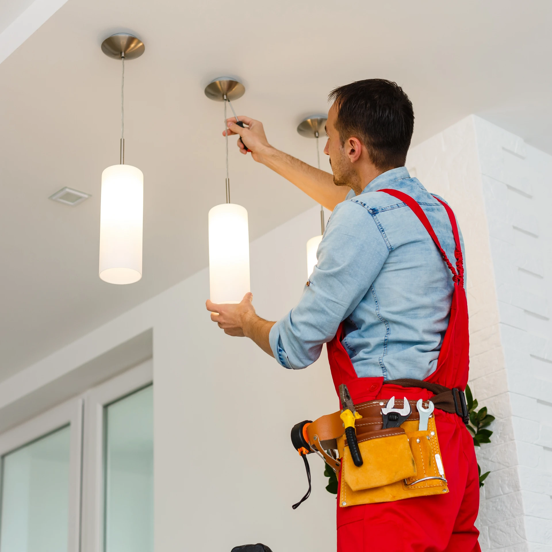 modern lighting fixture installation Kansas City home