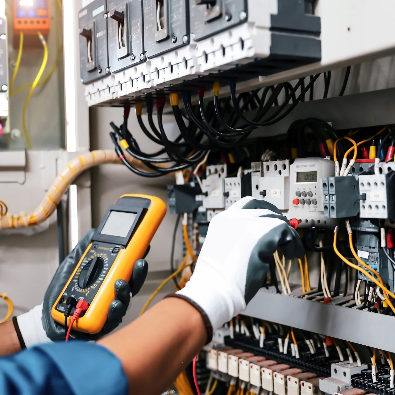 local electrician Leawood installing breaker panel