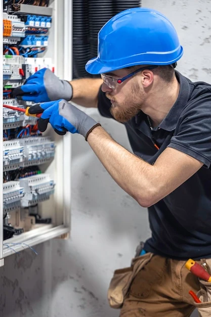 licensed electricians in Olathe working on panel